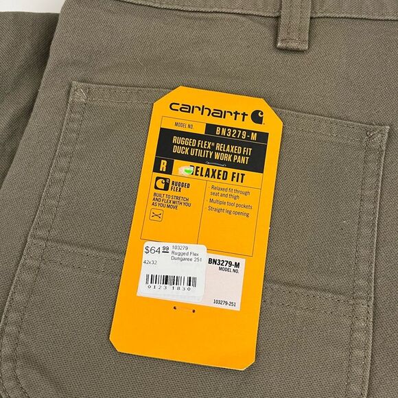 Carhartt MEN'S UTILITY WORK PANT - RELAXED FIT - RUGGED FLEX® - DUCK 42x32 - Picture 3 of 6